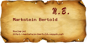 Markstein Bertold névjegykártya